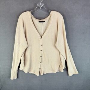 Abercrombie and Fitch Womens Cardigan Sweater L Deep V Ribbed Knit Quiet‎ Luxury
